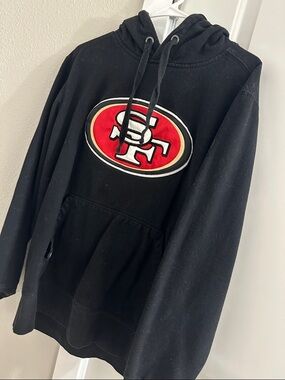Antigua Black Pullover Hoodie with Red & Gold SF Logo